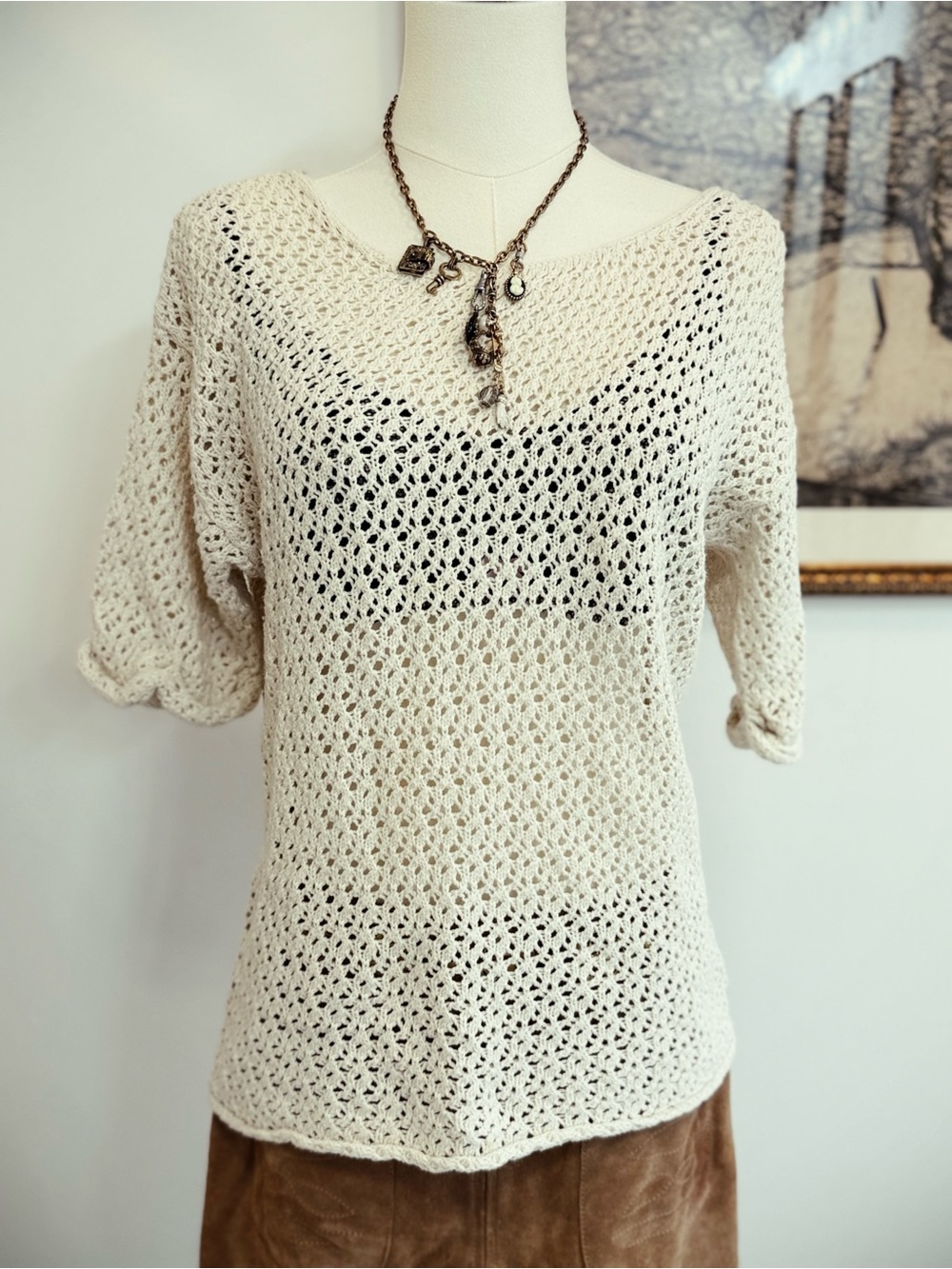 ✨ FREE PEOPLE vintage 1970s crochet top - Picture 2 of 4